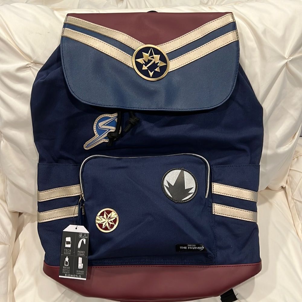 SALE Bioworld Marvel The Marvels Icons Drawstring Slouch Backpack NWT